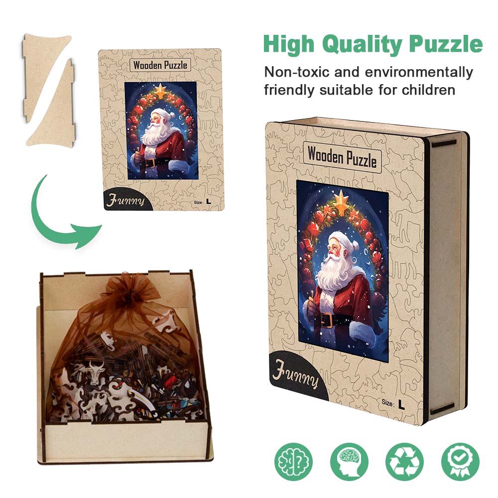 Santa's Wreath Wooden Original Puzzle - Unipuzzles