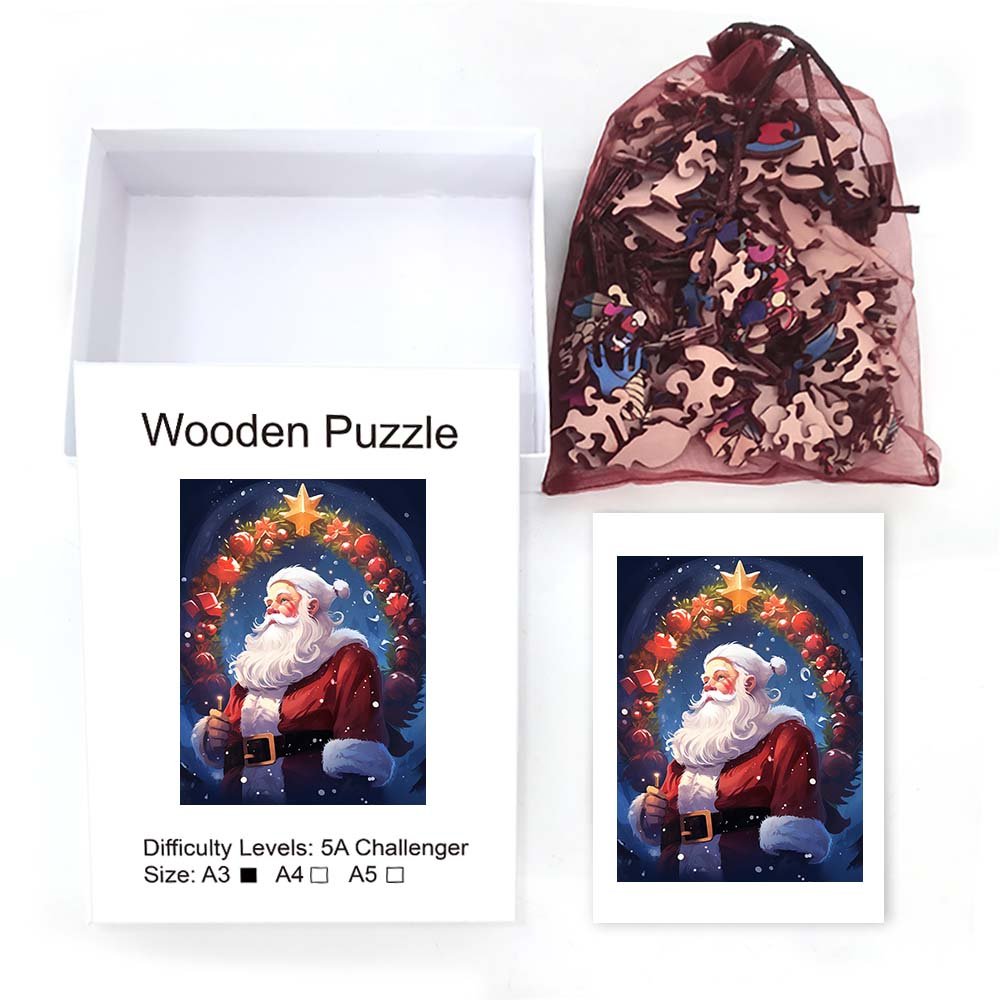 Santa's Wreath Wooden Original Puzzle - Unipuzzles