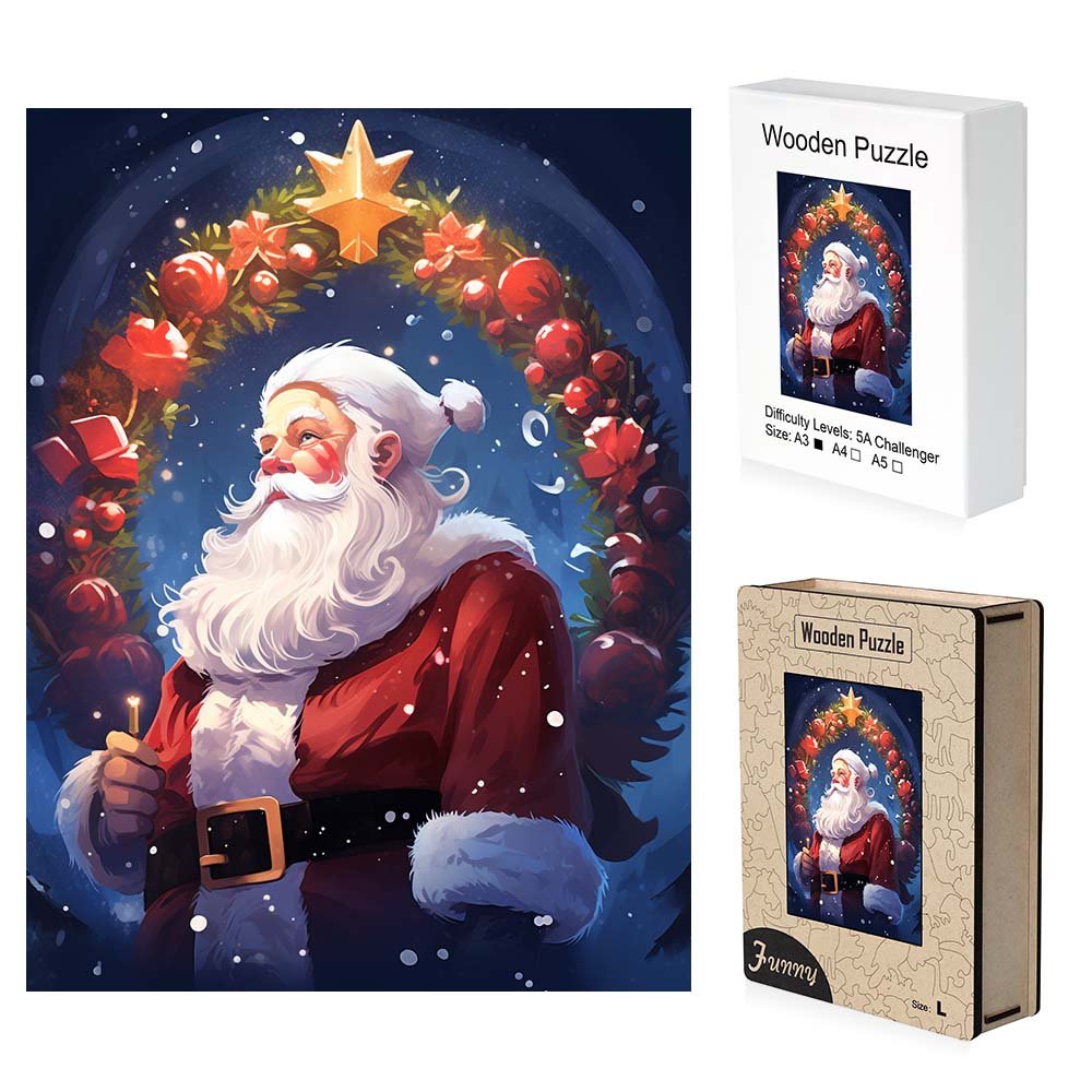 Santa's Wreath Wooden Original Puzzle - Unipuzzles
