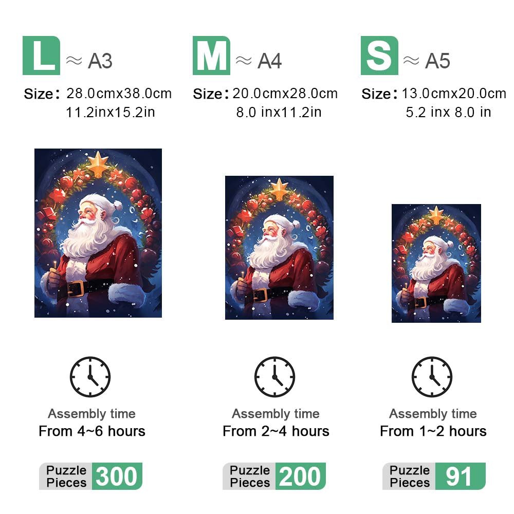 Santa's Wreath Wooden Original Puzzle - Unipuzzles