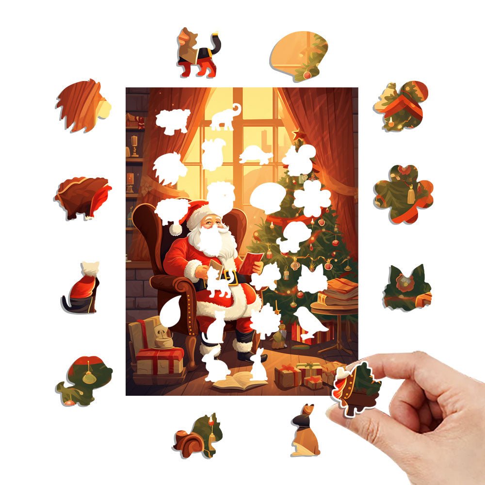 Smiling Father Christmas Wooden Original Jigsaw Puzzle - Unipuzzles