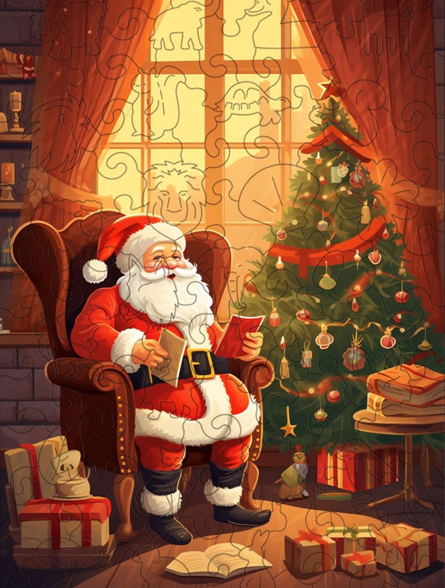 Smiling Father Christmas Wooden Original Jigsaw Puzzle - Unipuzzles