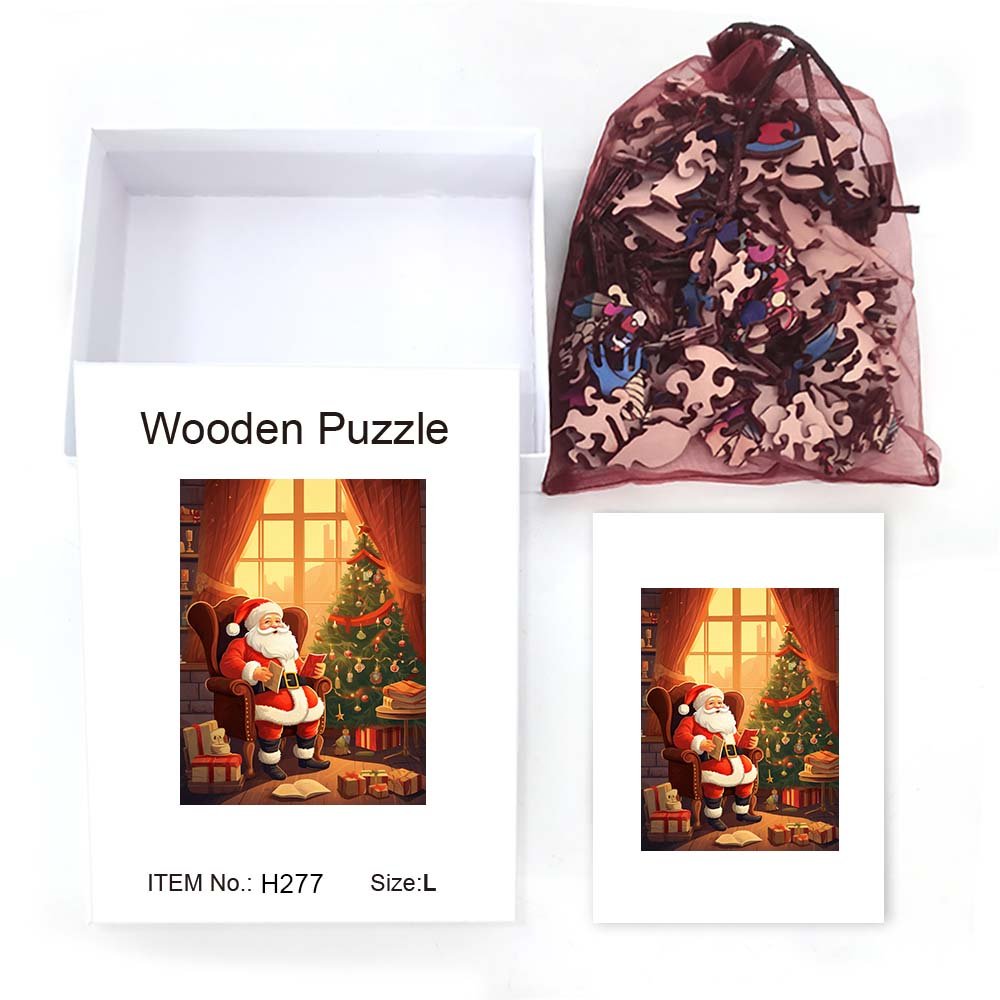 Smiling Father Christmas Wooden Original Jigsaw Puzzle - Unipuzzles