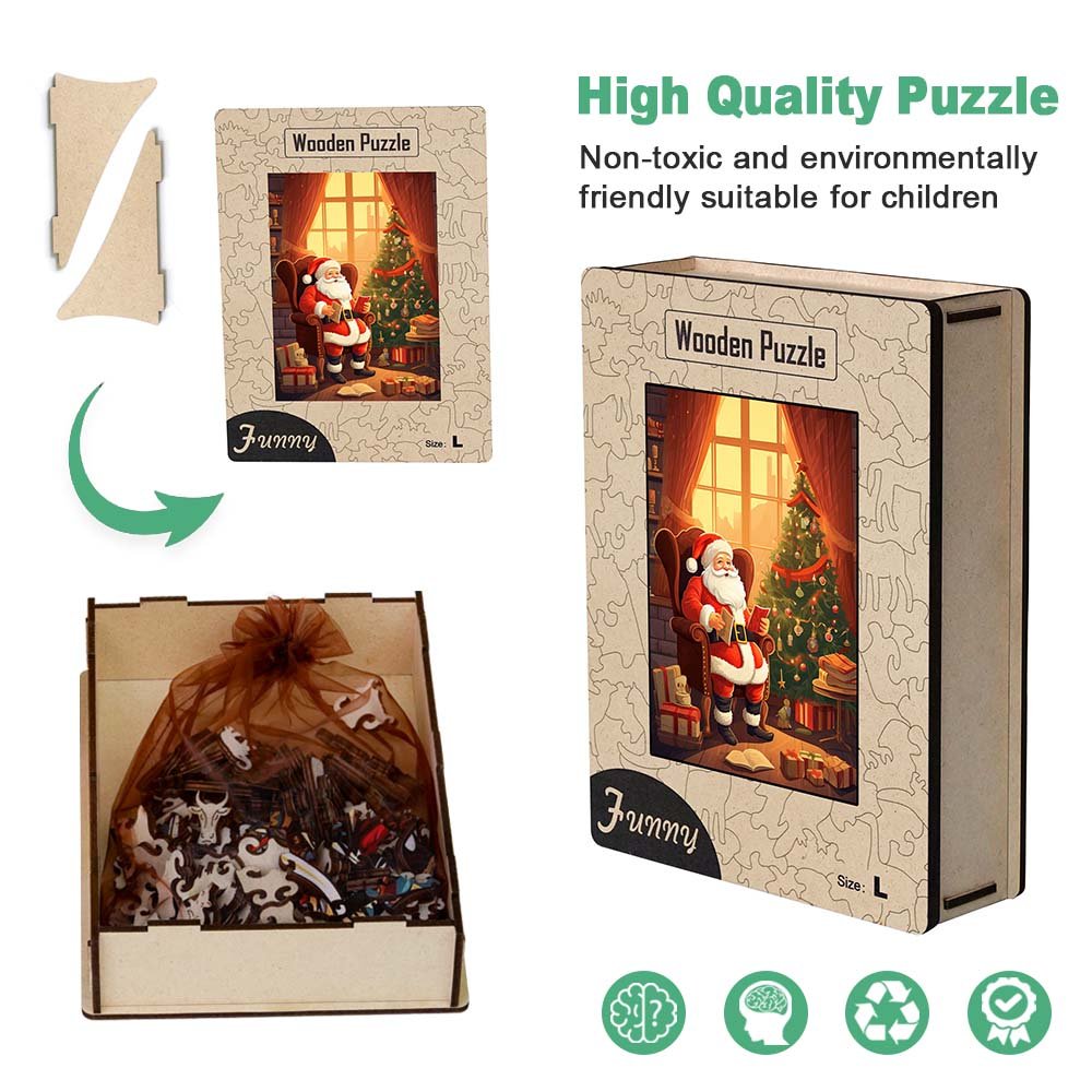 Smiling Father Christmas Wooden Original Jigsaw Puzzle - Unipuzzles