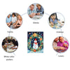 Snowman in front of Christmas wreath wooden original jigsaw puzzle - Unipuzzles
