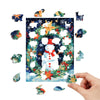 Snowman in front of Christmas wreath wooden original jigsaw puzzle - Unipuzzles