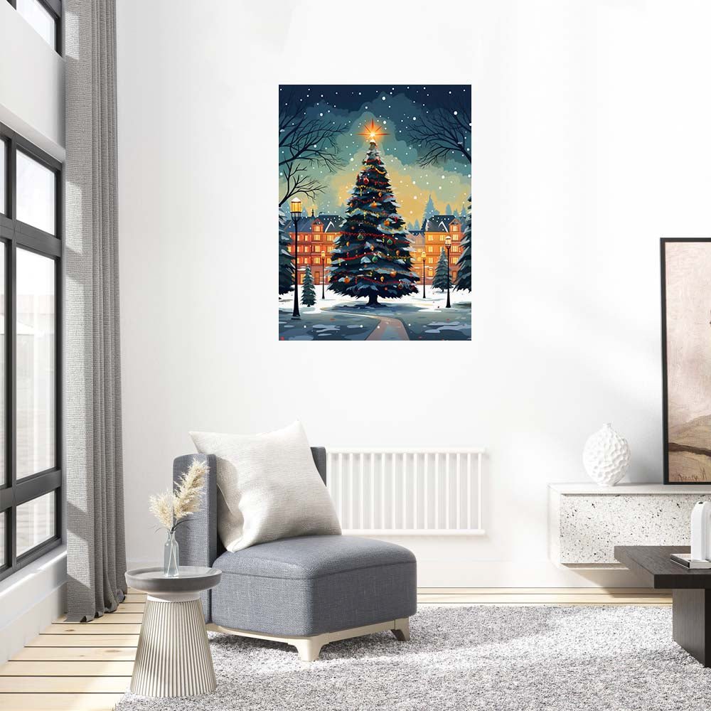 Snowy Night Christmas Tree Wooden Original Jigsaw Puzzle - Unipuzzles