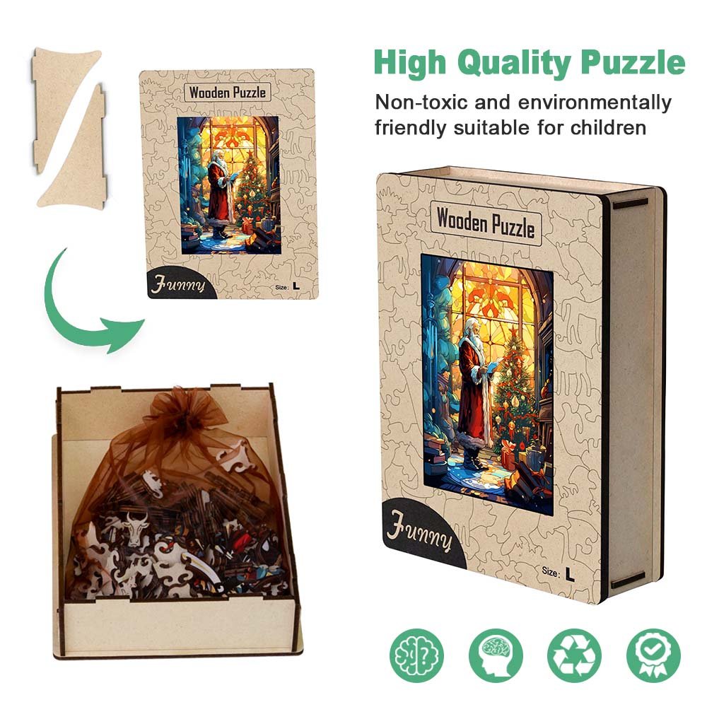 Standing by the Window Santa Wooden Original Jigsaw Puzzle - Unipuzzles