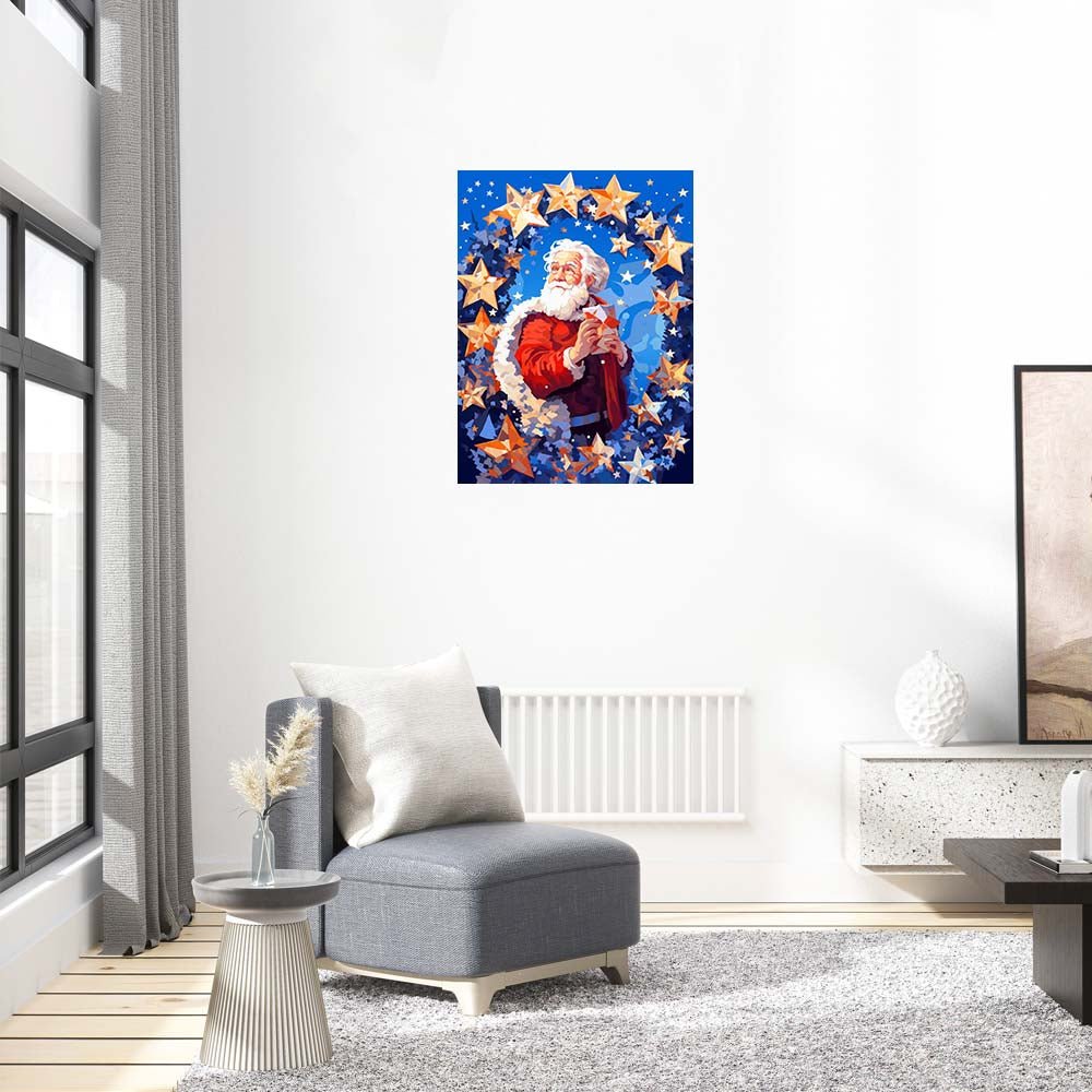 Star Wreath Santa Original Wooden Jigsaw Puzzle - Unipuzzles