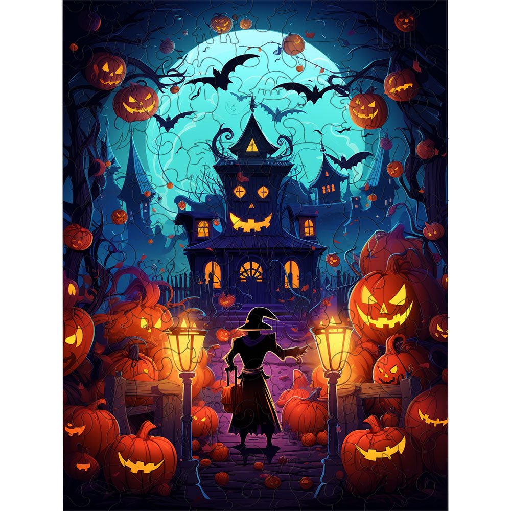The ghost came to the witch's castle on Halloween carrying luggage - Unipuzzles