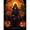 The wizard and two jack-o-lantern monsters in the night - Unipuzzles