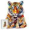 Tiger mother with baby original wooden puzzle - Unipuzzles