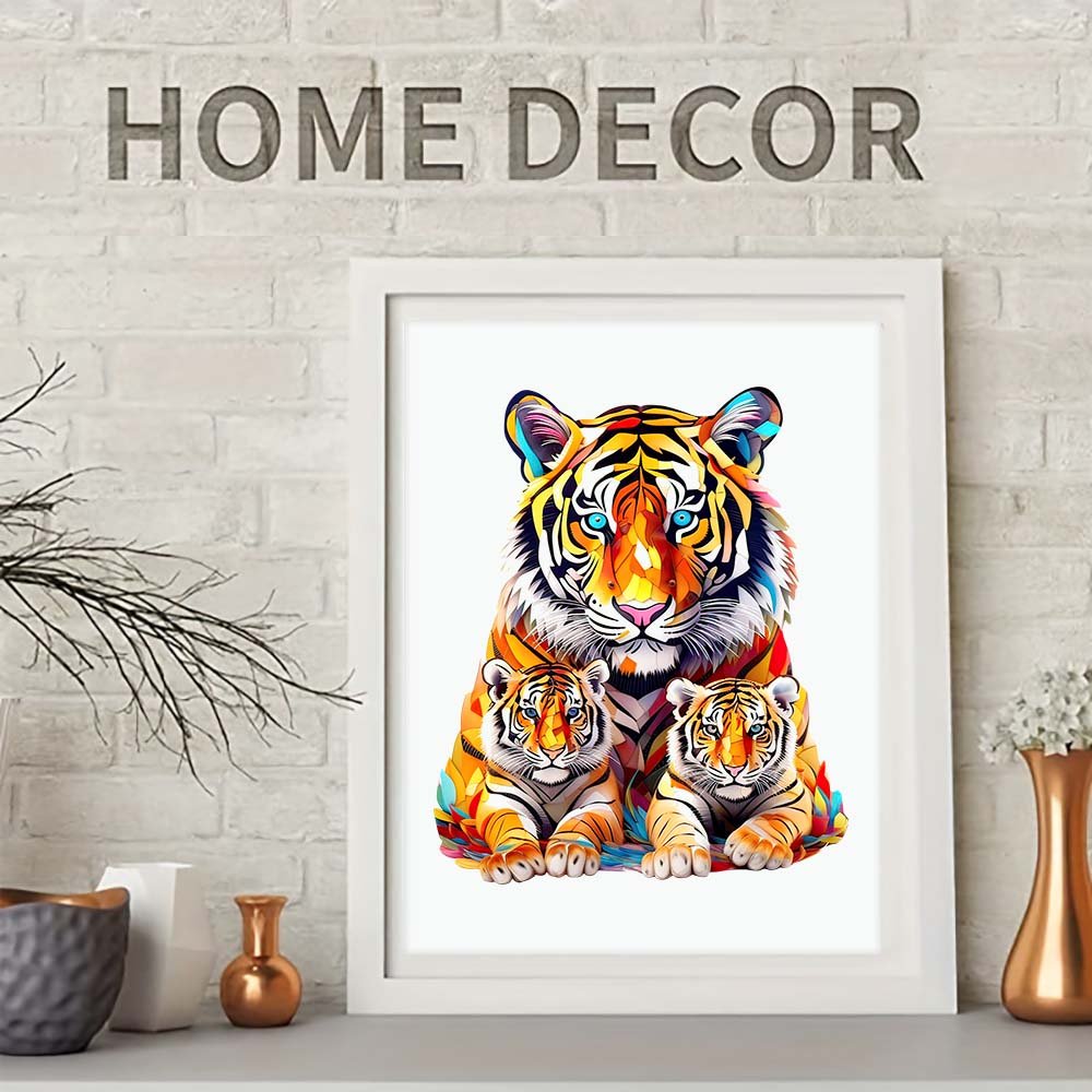 Tiger mother with baby original wooden puzzle - Unipuzzles