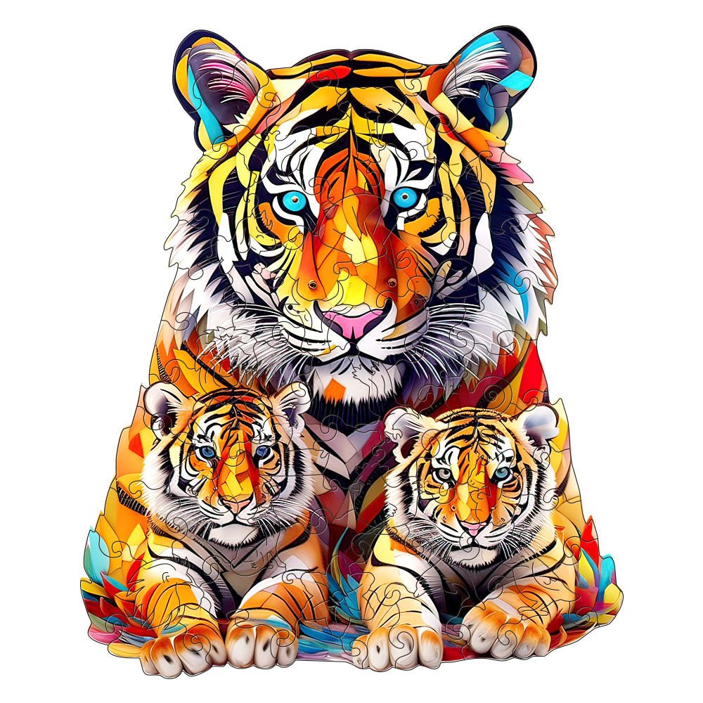 Tiger mother with baby original wooden puzzle - Unipuzzles