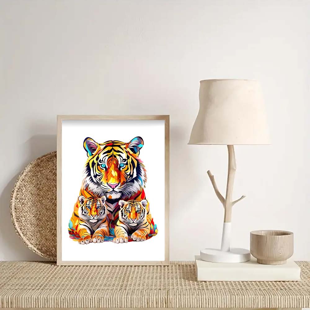 Tiger mother with baby original wooden puzzle - Unipuzzles