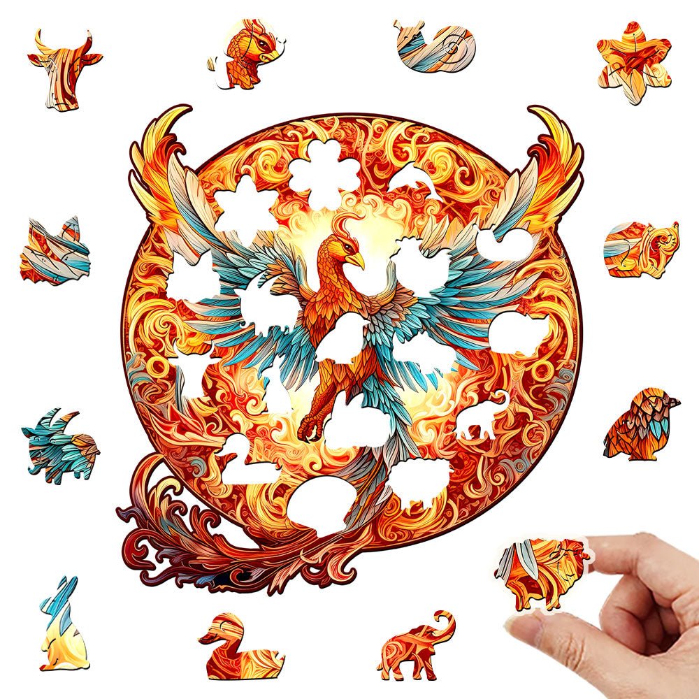 Traditional red phoenix pattern wooden puzzle - Unipuzzles