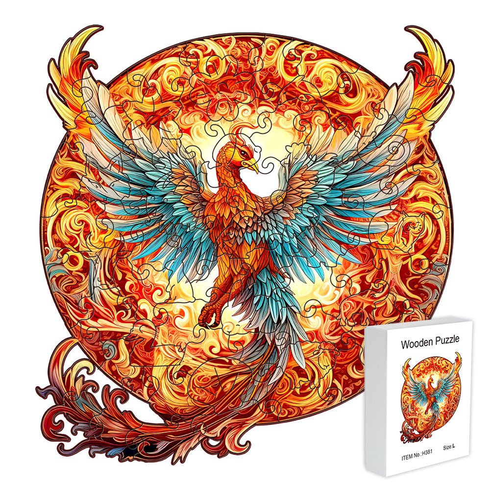 Traditional red phoenix pattern wooden puzzle - Unipuzzles