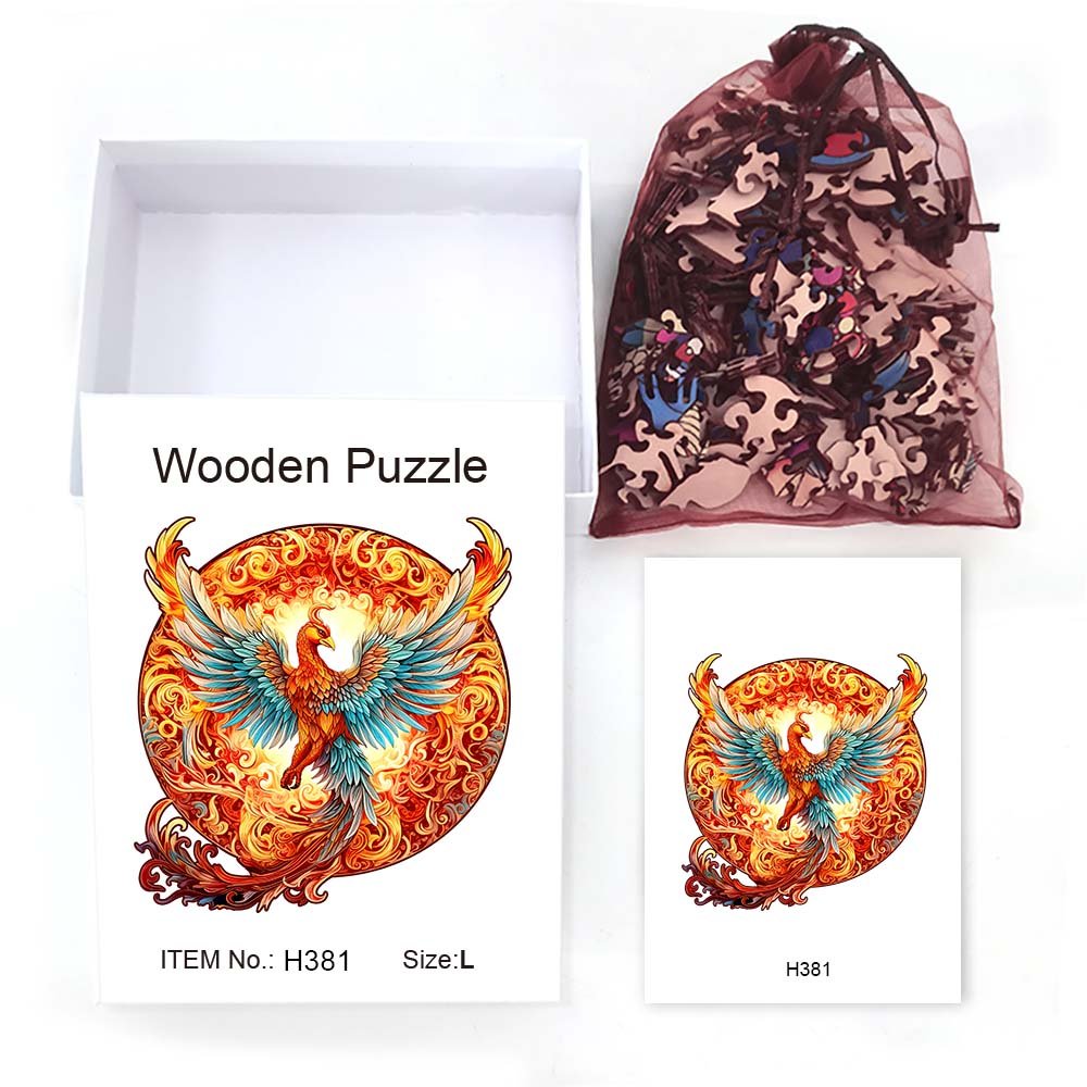 Traditional red phoenix pattern wooden puzzle - Unipuzzles