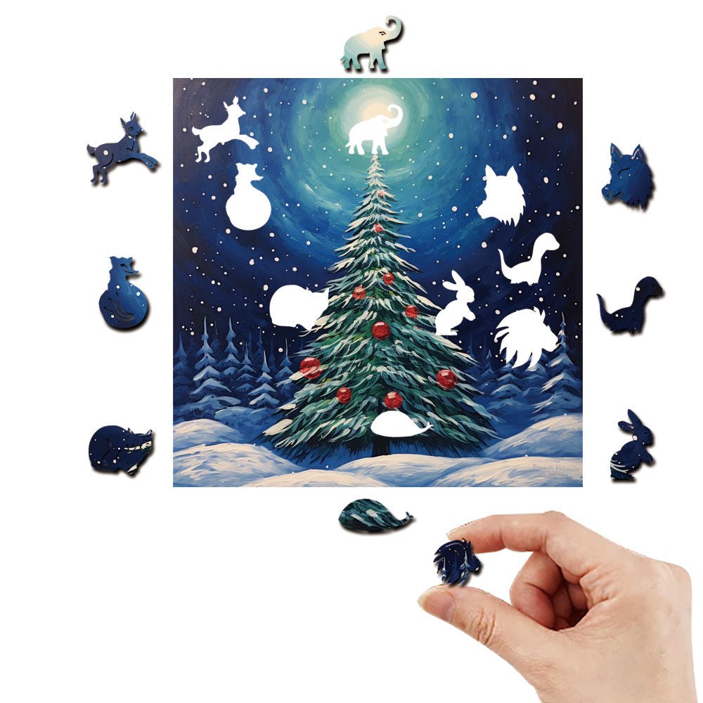 Trees full of fruit in the Christmas night light - Unipuzzles