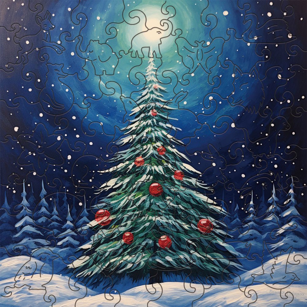 Trees full of fruit in the Christmas night light - Unipuzzles
