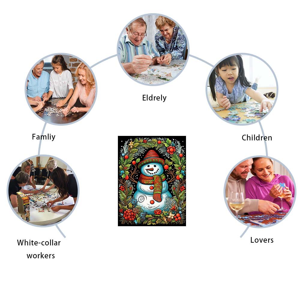 Vintage Cosy Christmas Snowman Wooden Puzzle - Unipuzzles