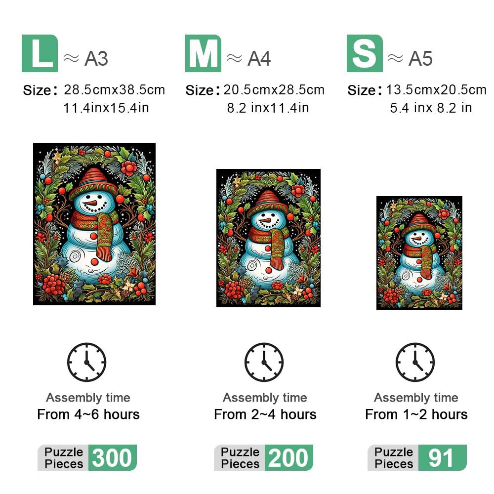 Vintage Cosy Christmas Snowman Wooden Puzzle - Unipuzzles