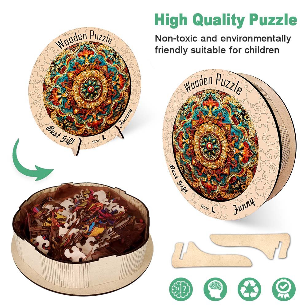 Vintage Mandala Wooden Original Jigsaw Puzzle - Unipuzzles
