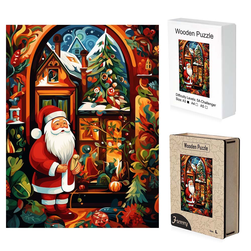 Waiting Santa Wooden Original Jigsaw Puzzle - Unipuzzles