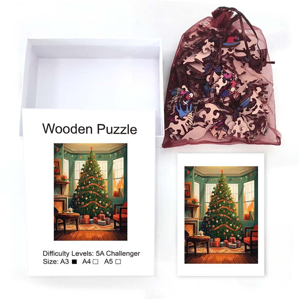 Welcome Sunshine Christmas Tree Wooden Original Jigsaw Puzzle - Unipuzzles