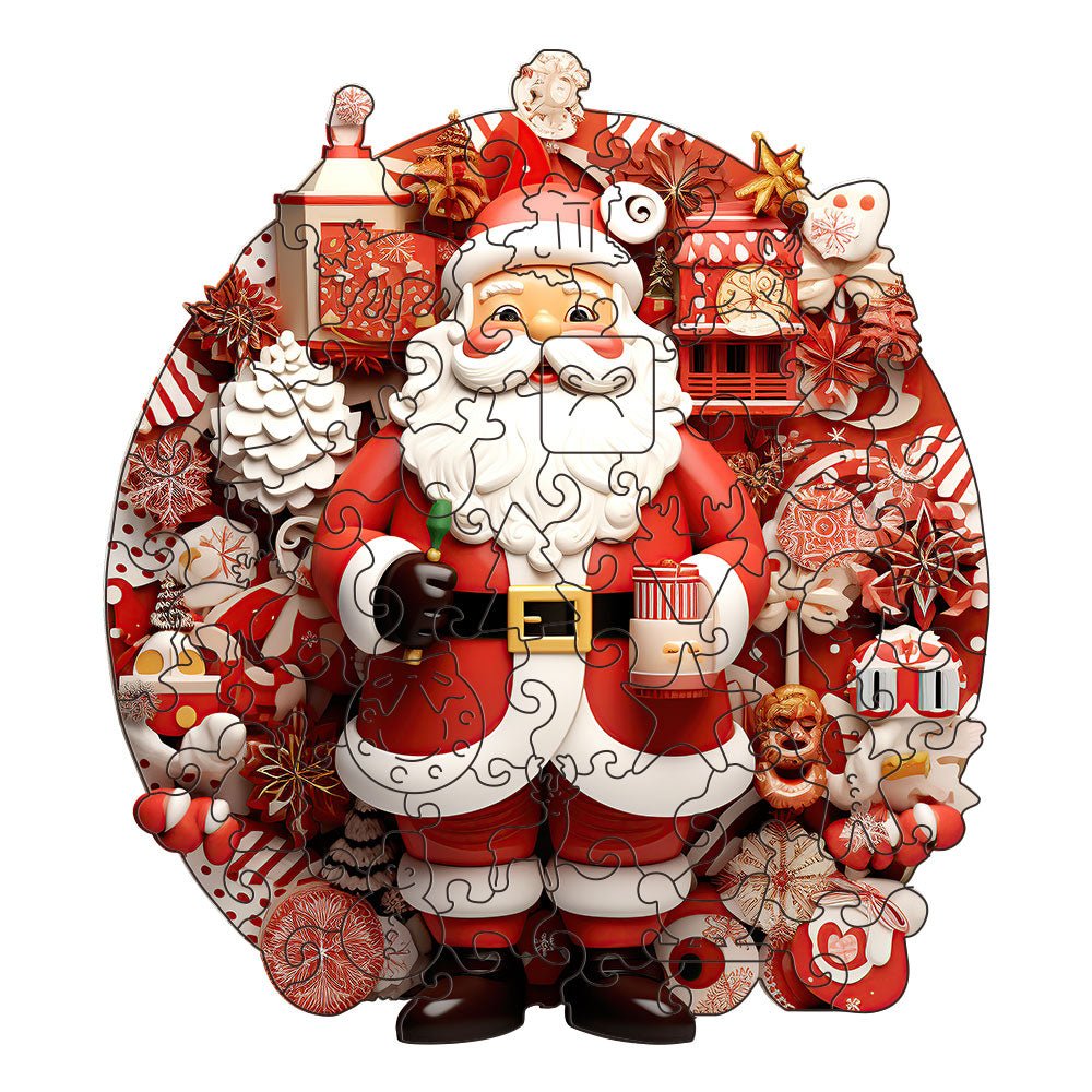 Wooden Santa puzzle filled with presents - Unipuzzles