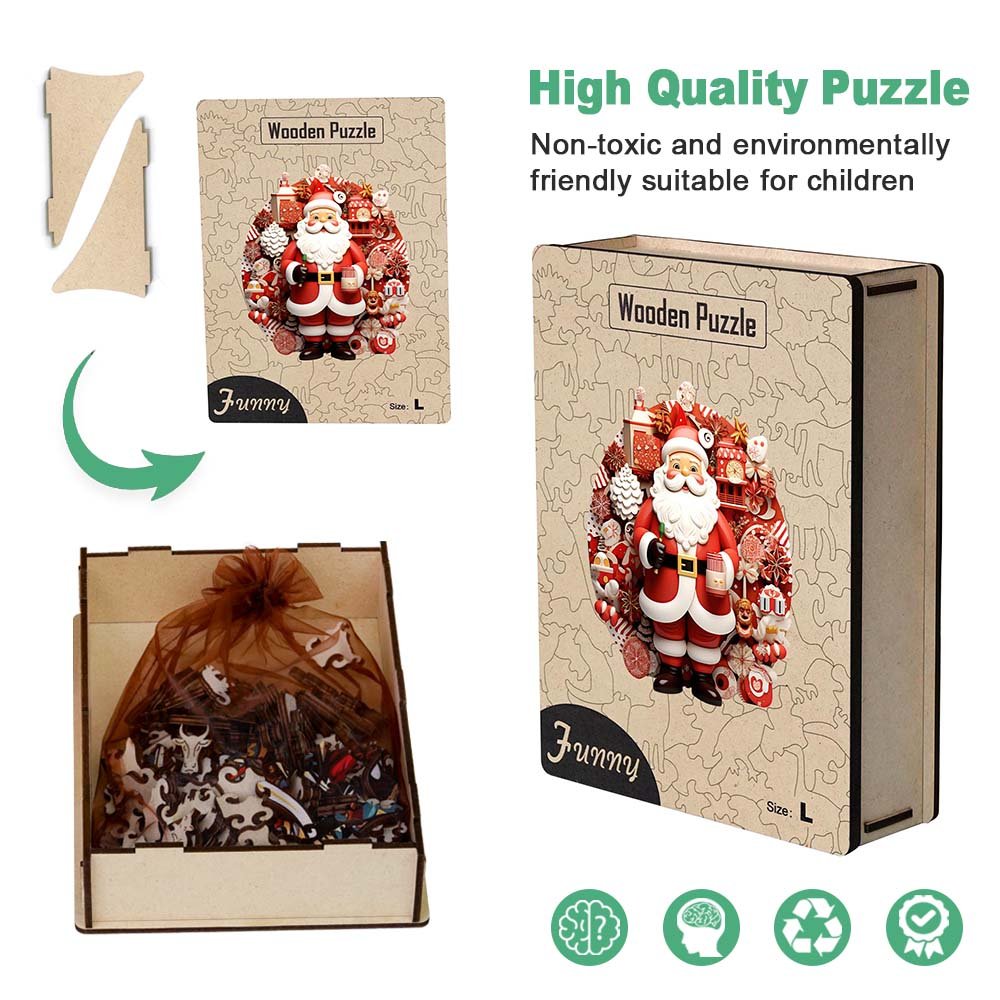 Wooden Santa puzzle filled with presents - Unipuzzles