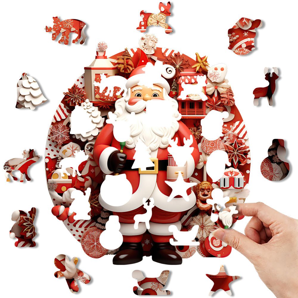 Wooden Santa puzzle filled with presents - Unipuzzles