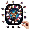 Wreath Christmas Elk Wooden Jigsaw Puzzle - Unipuzzles
