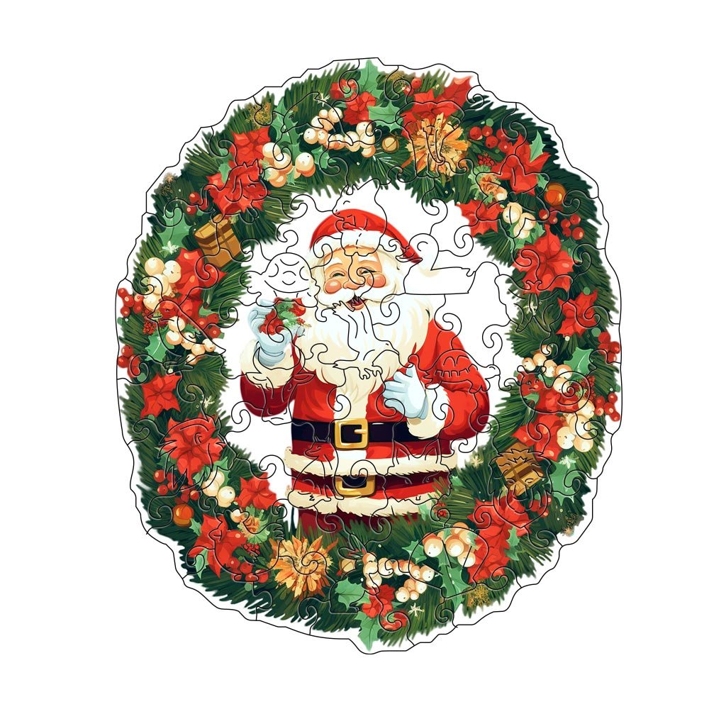 Wreath Smiling Elderly Wooden Original Jigsaw Puzzle - Unipuzzles